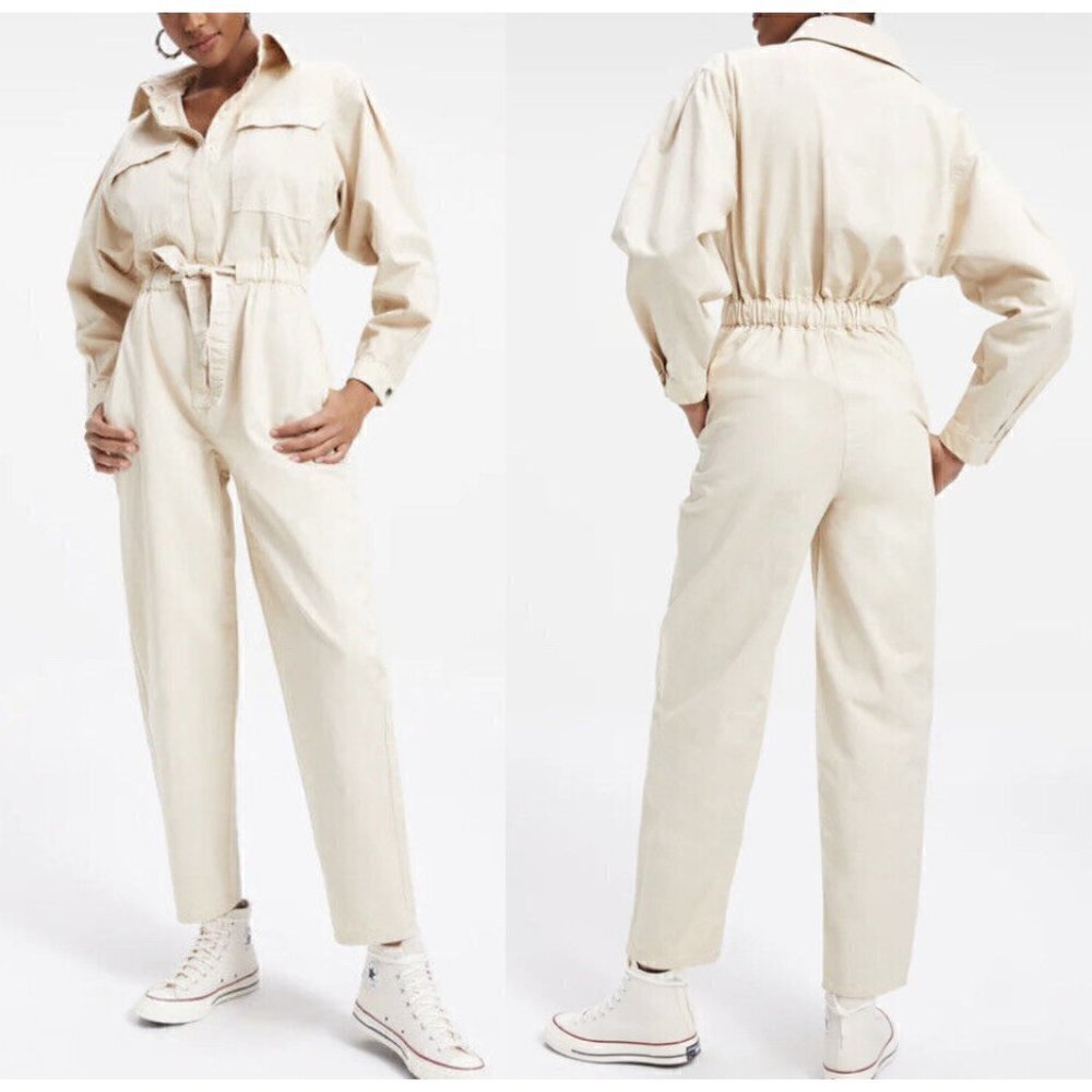 GOOD AMERICAN Cinched Jumpsuit in Tusk001 Size 1 (Small)